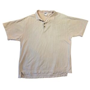Y2k Merona Mens XXL Beige Chevron Textured Knit Polo Shirt Short Sleeve Cotton